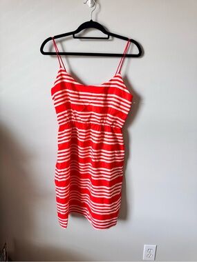 Orange & White Striped Spaghetti Strap Dress